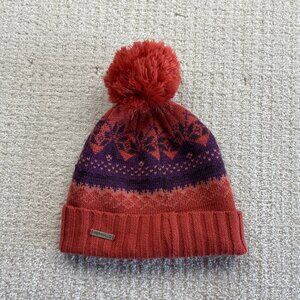 Merrell Nordic Fair Isle Retro Colors Beanie Hat w/ Pom Pom Winter Ski Snow